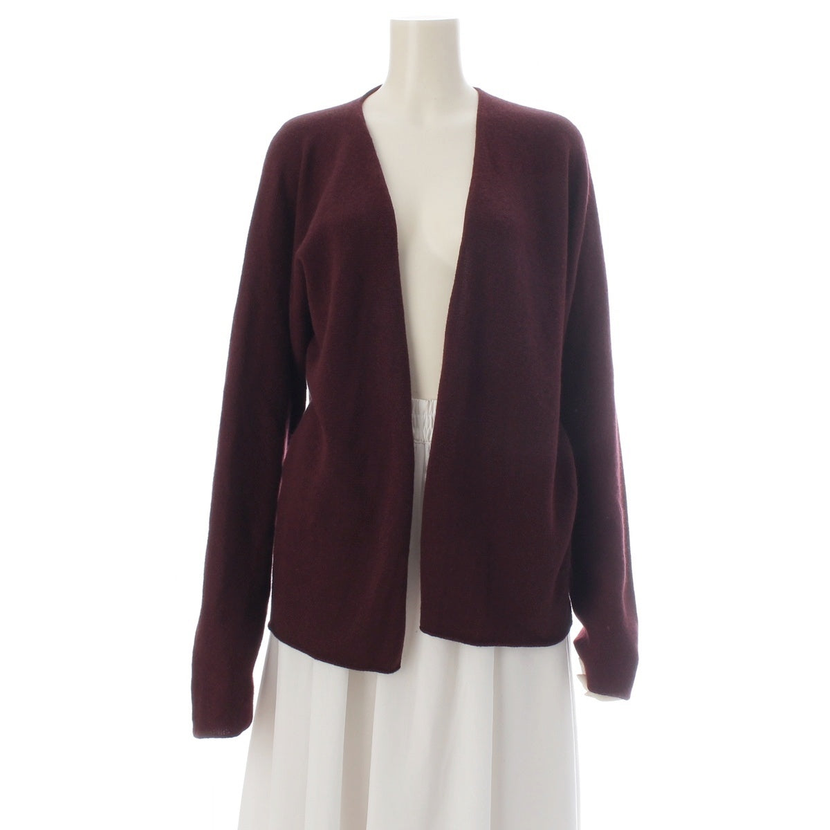 HERMES cashmere buttonless knit cardigan Long sleeve Bordeaux LA
