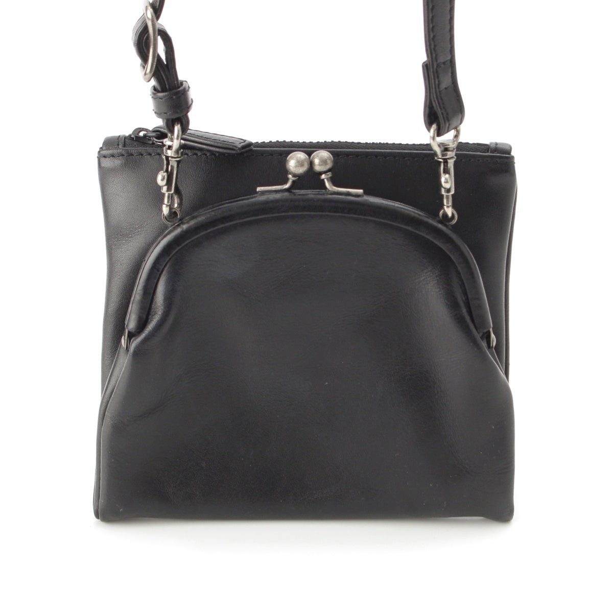 Y's Semi-gloss leather 2-Way Mini Clasp Purse Shoulder Bag YL-I03-724-1-02 black