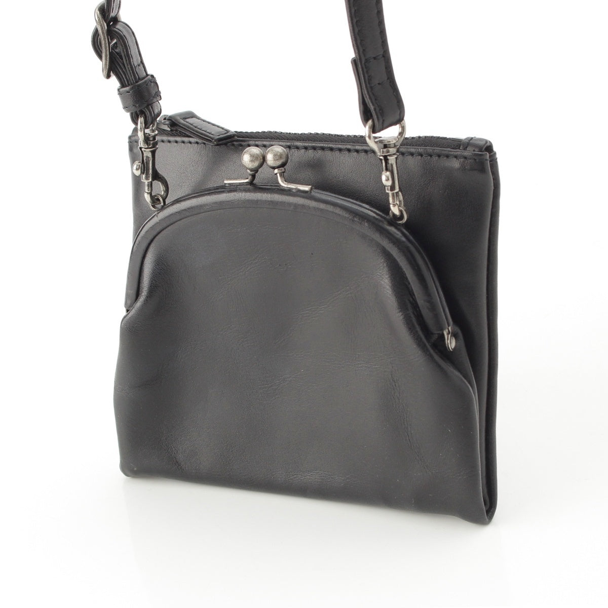 Y's Semi-gloss leather 2-Way Mini Clasp Purse Shoulder Bag YL-I03-724-1-02 black