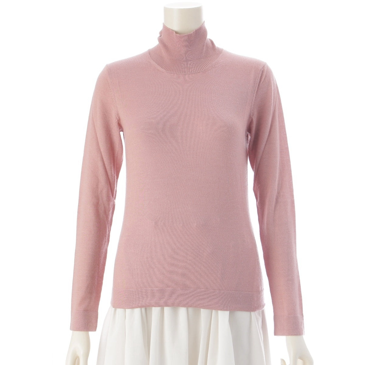 HERMES cashmere silk Long sleeve bowtie knit tops pink 34