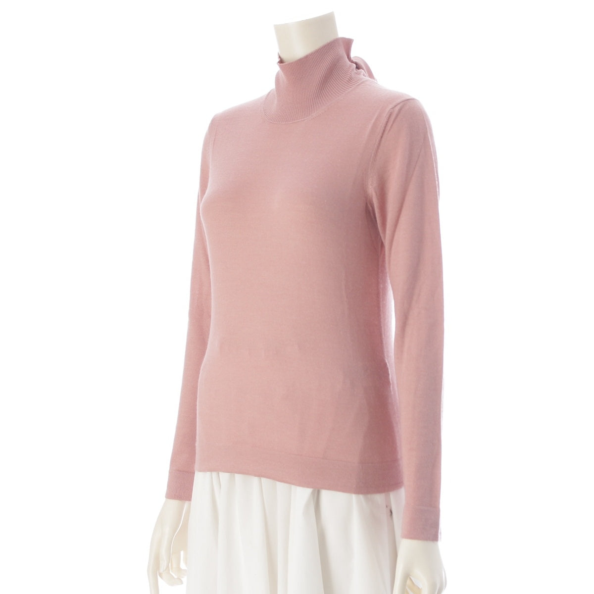 HERMES cashmere silk Long sleeve bowtie knit tops pink 34