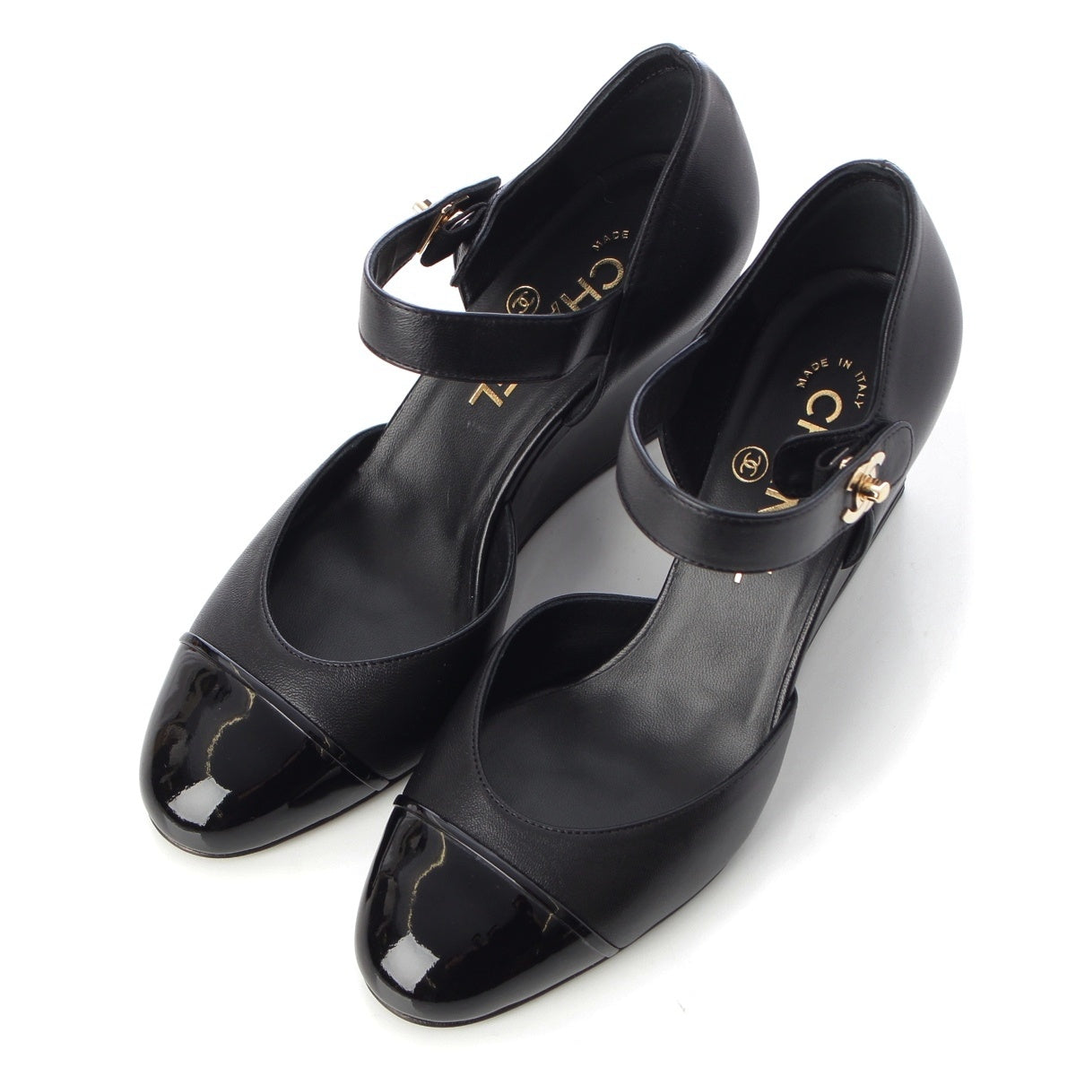 CHANEL leather COCO Mark Turnlock pumps G45422 black 37