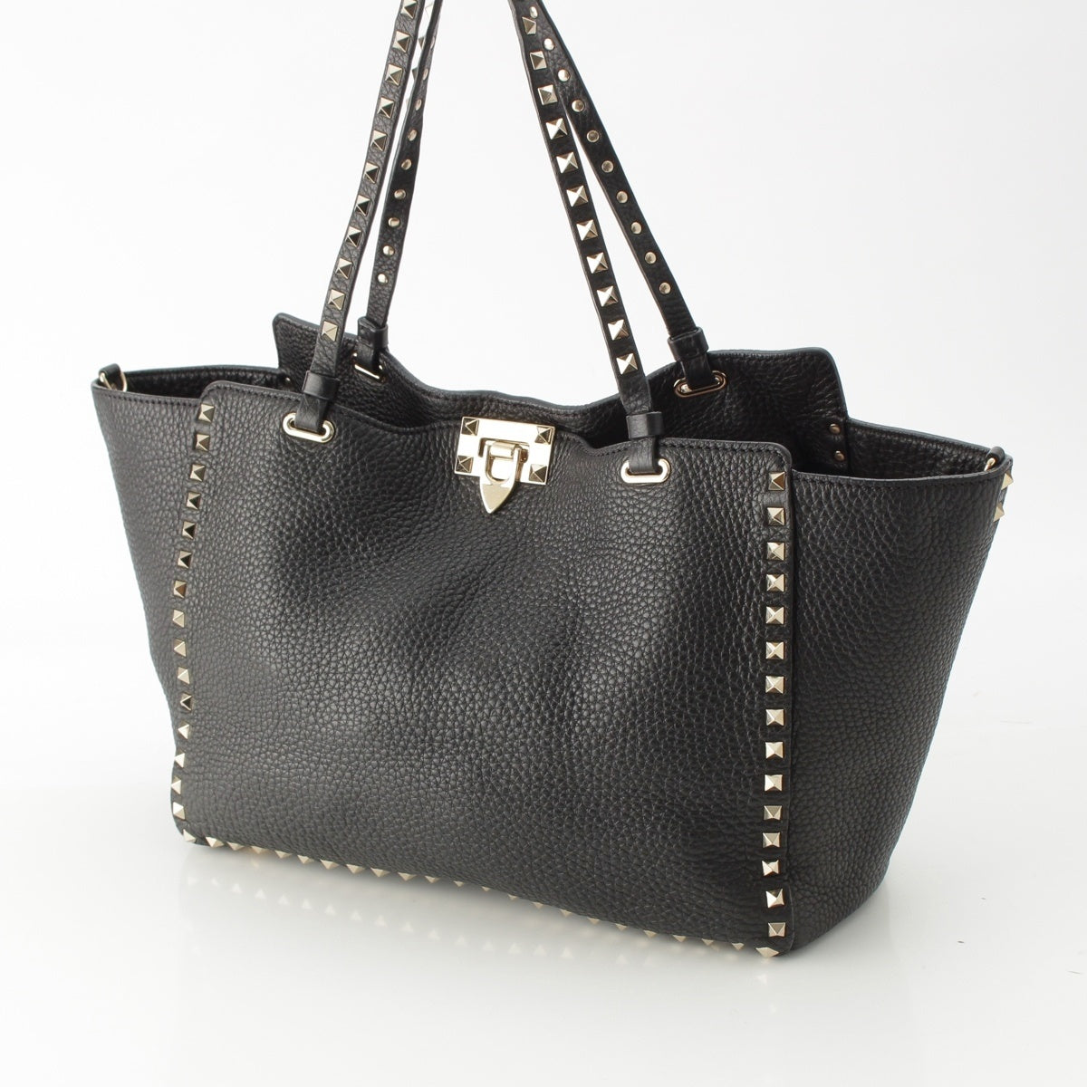 VALENTINO leather Rock studs Tote Bag black