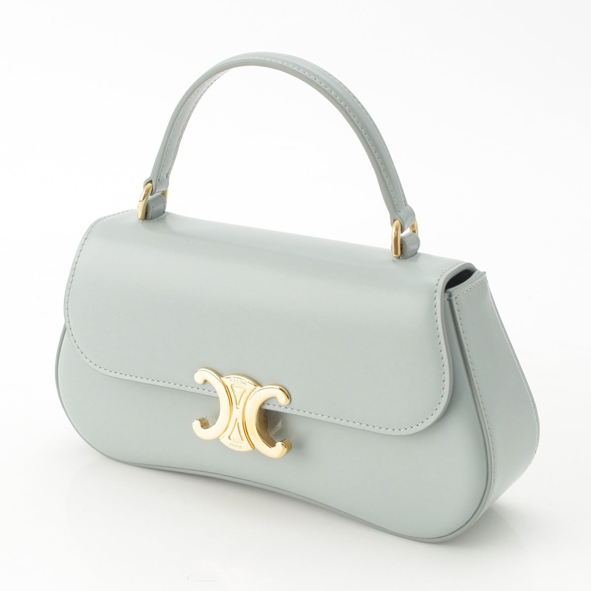 CELINE Teen Celine Laura Shiny calfskin 2WAY Handbag 119533BF4.07IC Ice blue