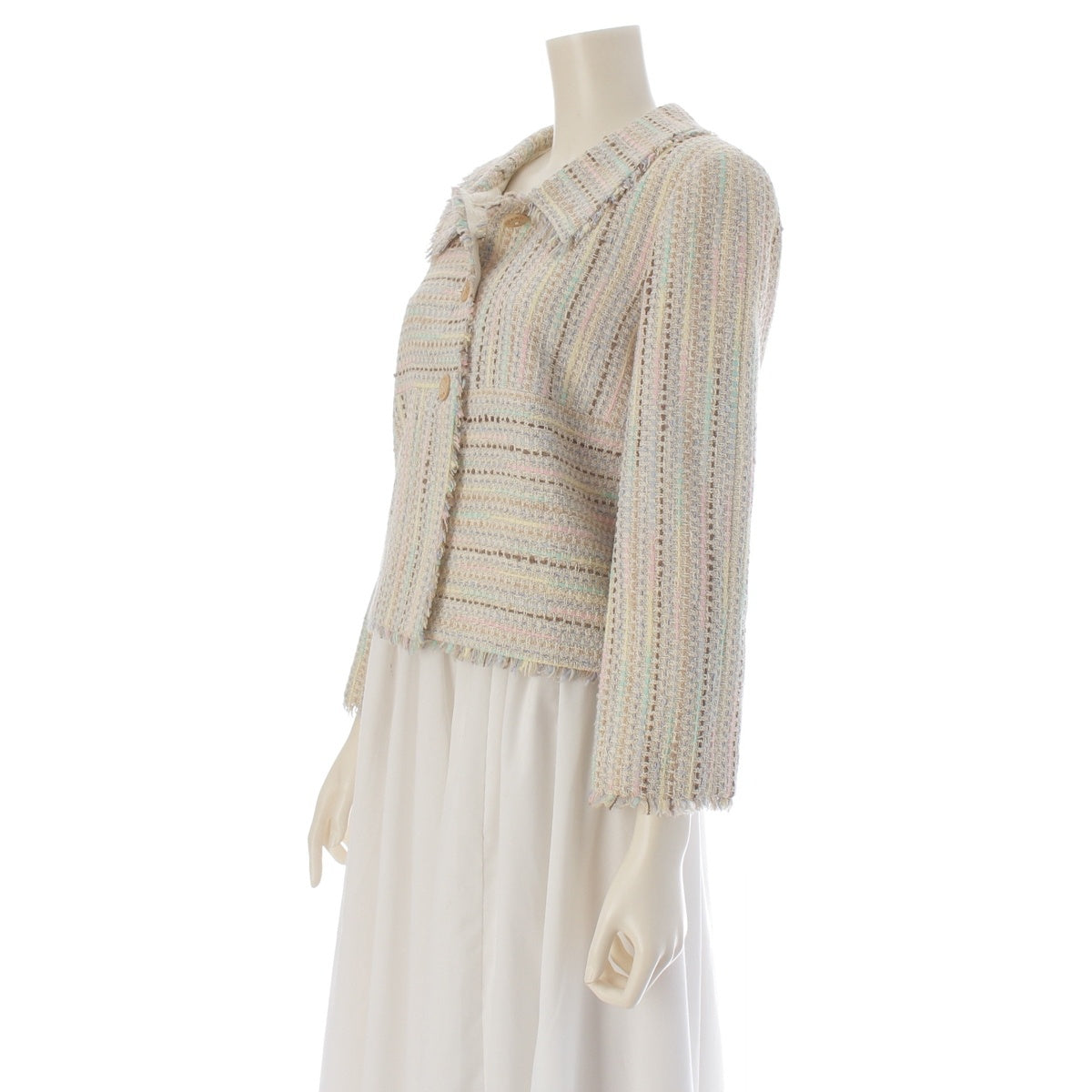 CHANEL tweed Jacket Wood Button multicolor 38