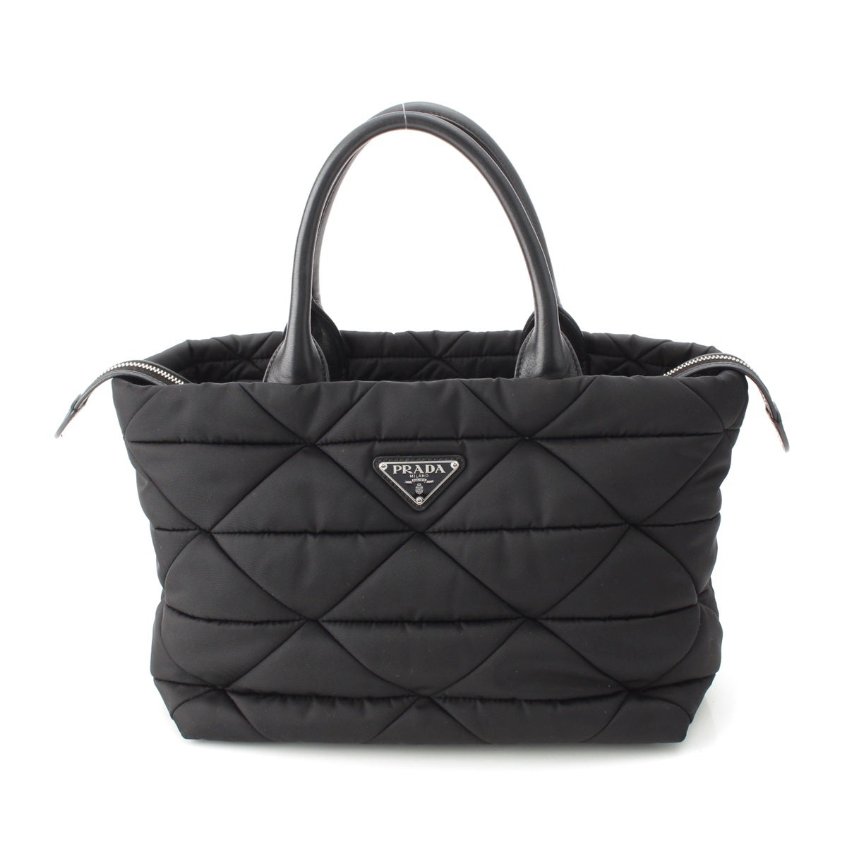 PRADA RE-NYLON PADDED Nylon Triangle Logo 2-Way Medium Tote Bag With porch 1BG436 black