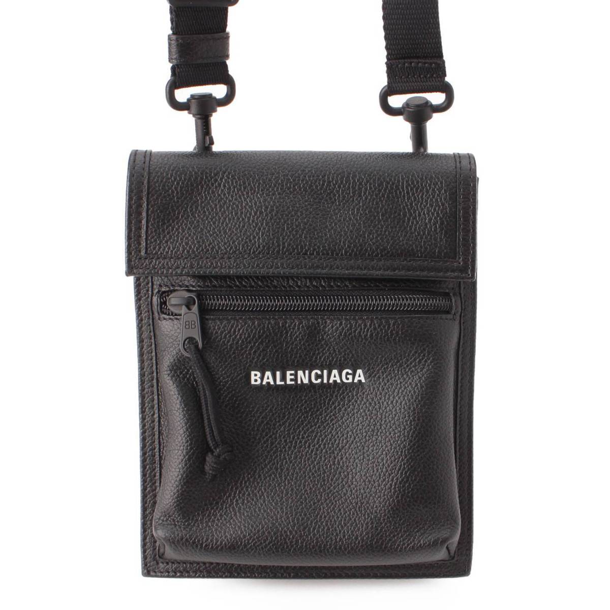 Balenciaga エクスプローラー ロゴ レザー ポシェット ショルダーバッグ 655982 ブラック (204671