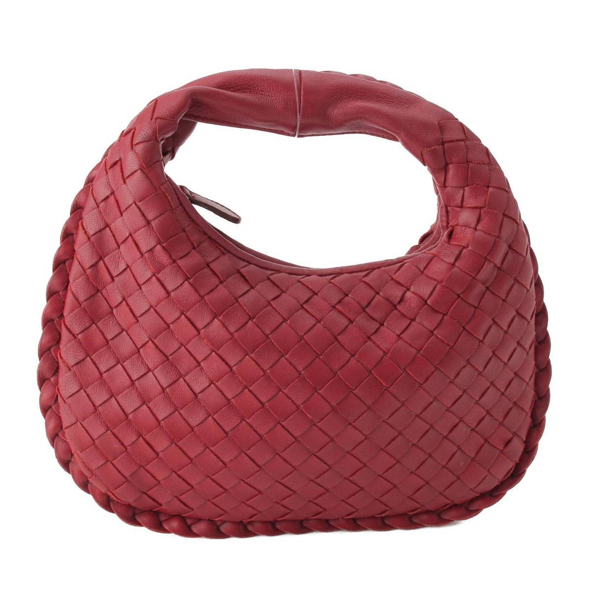 Bottega Veneta イントレチャート ホーボー ミニ レザー ハンドバッグ ワンショルダー 189227 レッド (210726