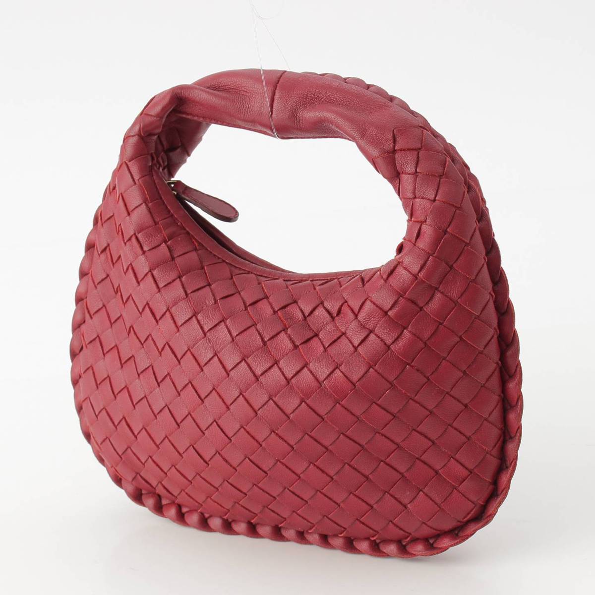 Bottega Veneta イントレチャート ホーボー ミニ レザー ハンドバッグ ワンショルダー 189227 レッド (210726