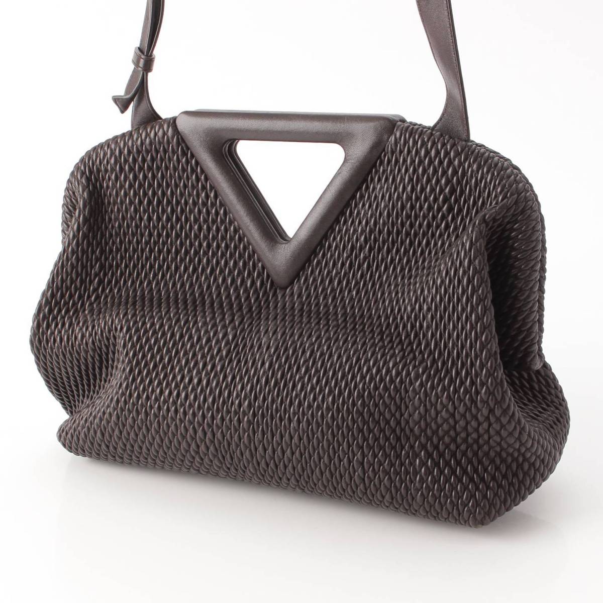 Bottega Veneta ミディアム ポイント レザー ハンドバッグ ショルダー バッグ ブラウン (210012