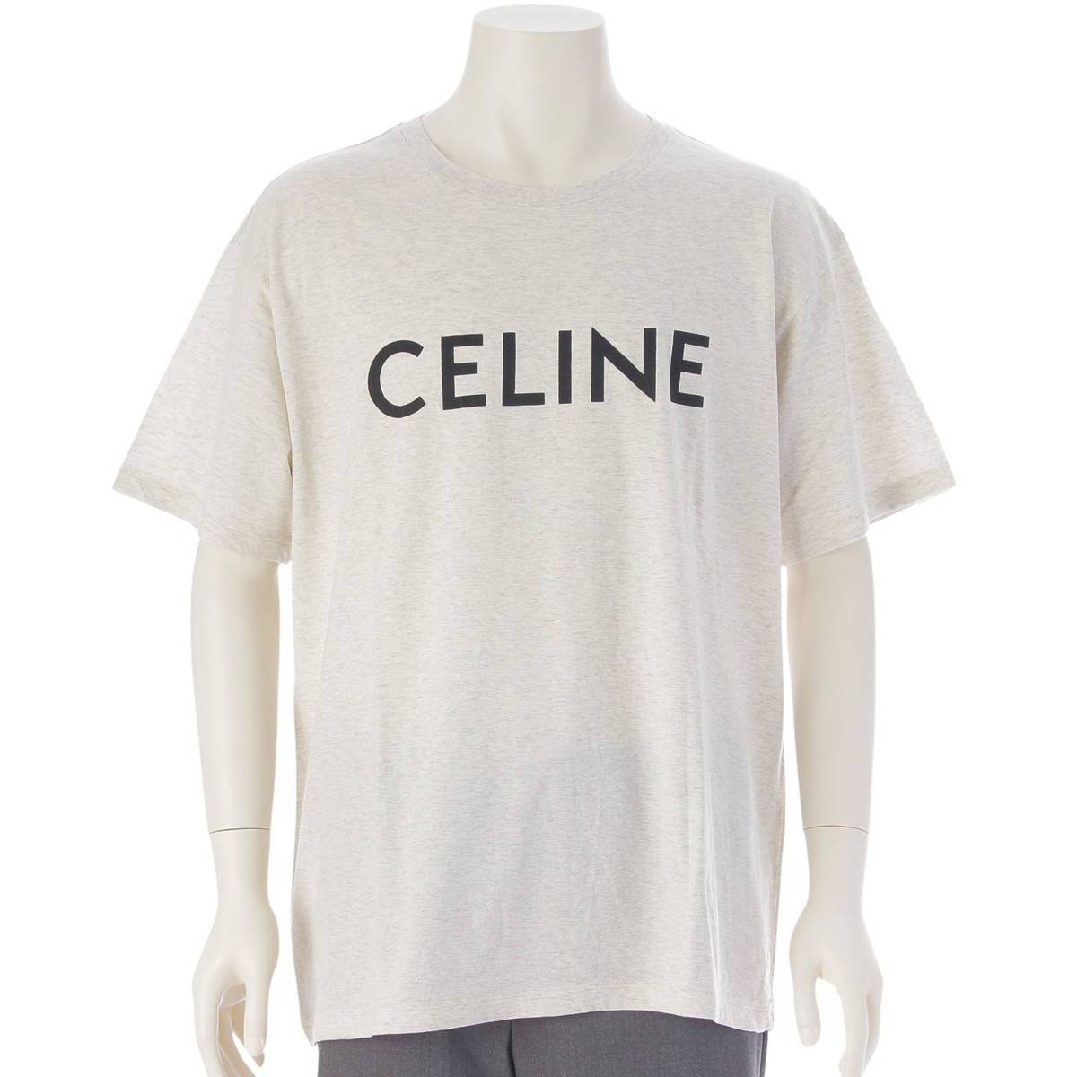 Celine メンズ ロゴスクリーンプリント ルーズ Tシャツ トップス 2X681657 ベージュ L (212179