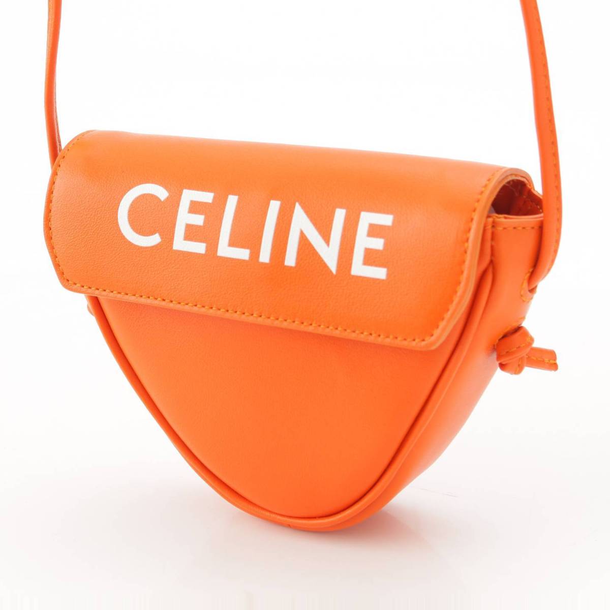 Celine レザープリントロゴ トライアングルバッグ ショルダーバック 195903DCS オレンジ (210217