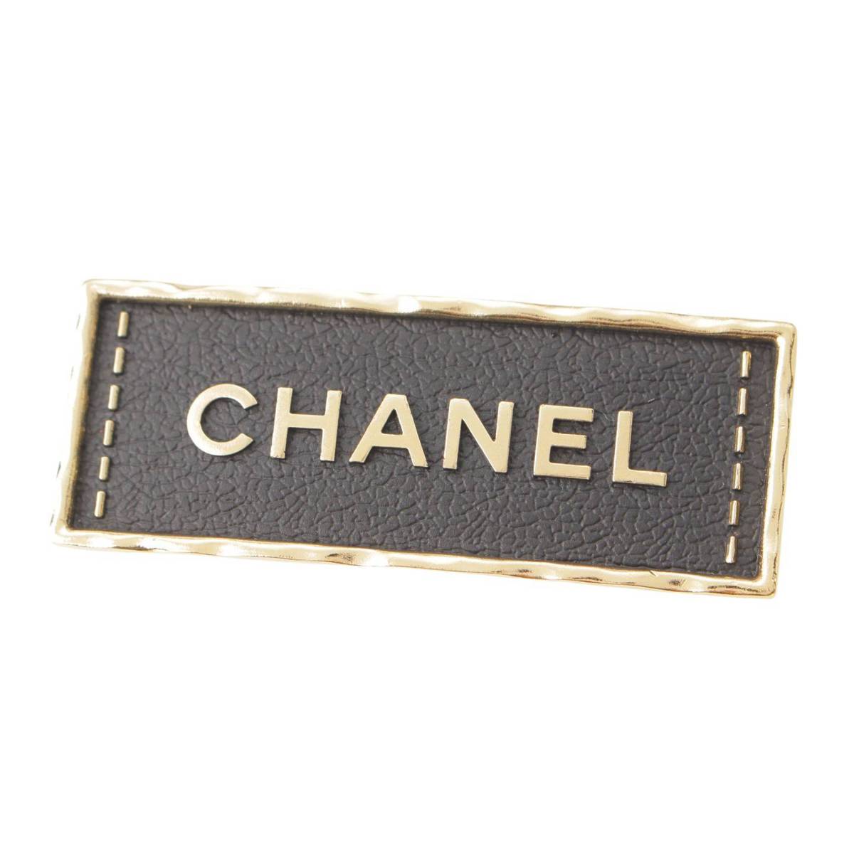 Chanel B23S ロゴプレート ブローチ ABA771 ココマーク ブラック (195952