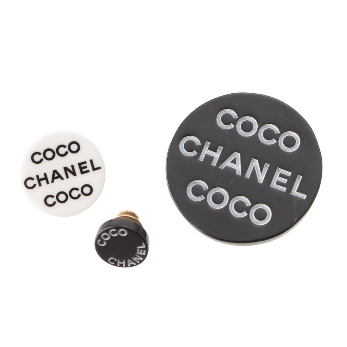 Chanel 07P COCO CHANEL ココシャネル ロゴ ブローチ 3点セット ブラック ホワイト (207060