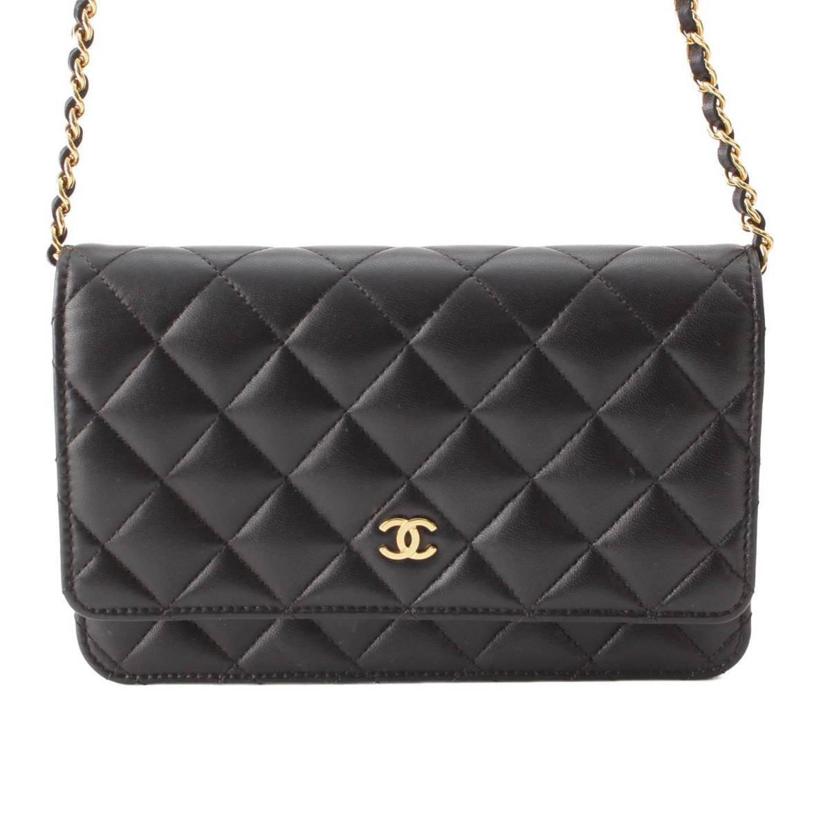 Chanel マトラッセ ラムスキン チェーンウォレット ショルダーバッグ AP0250 ブラック (207124