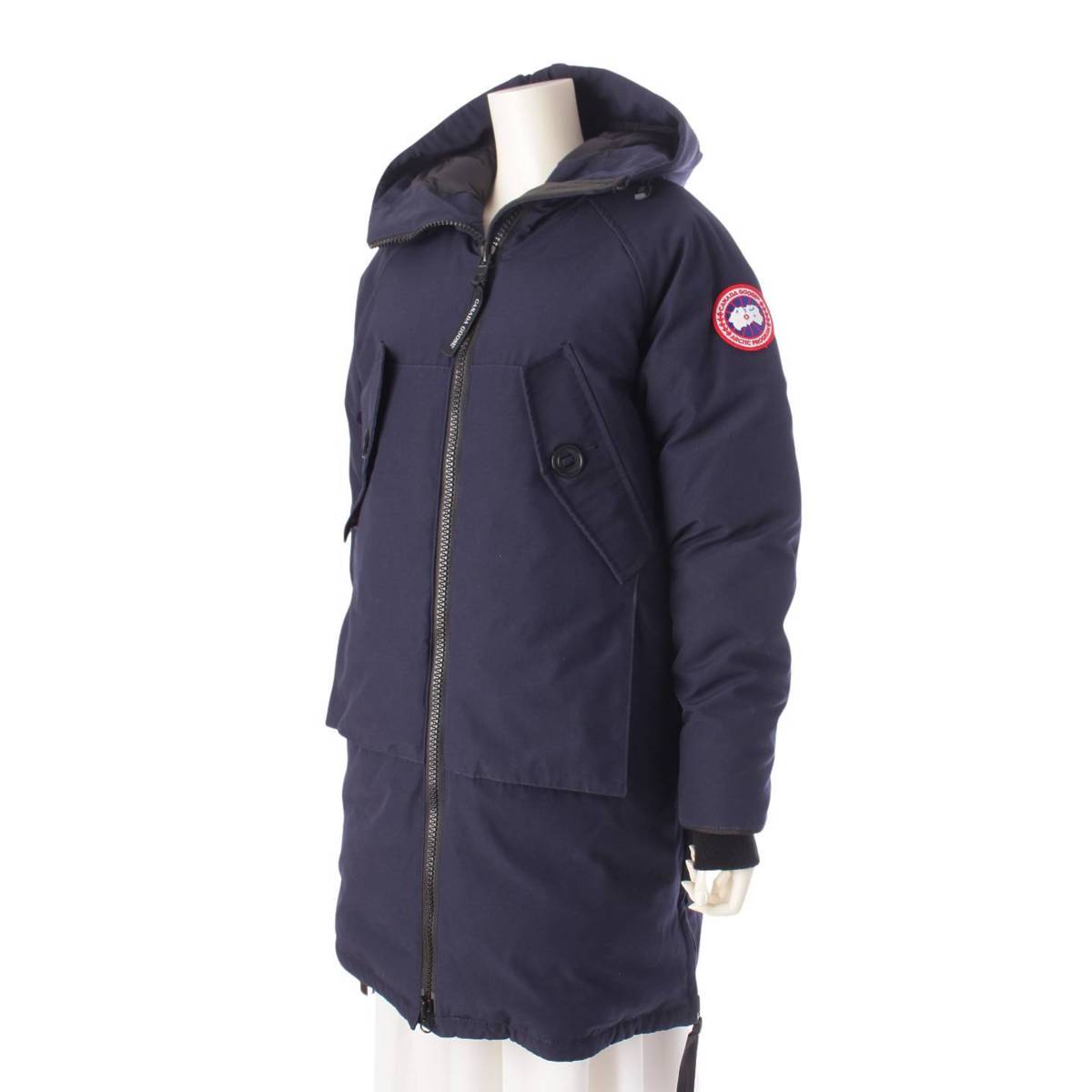 CANADA GOOSE OLYMPIA PARKA オリンピアパーカ フード ダウンジャケット 5803L ネイビー XS (206876