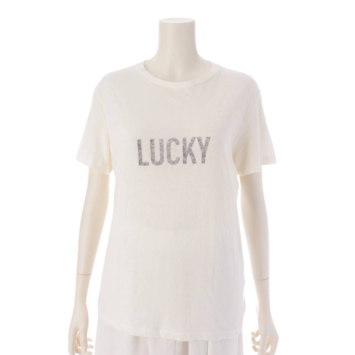 DIOR 19年 LUCKY プリント 半袖 コットン Tシャツ カットソー 923T03LU428 ホワイト S (202332