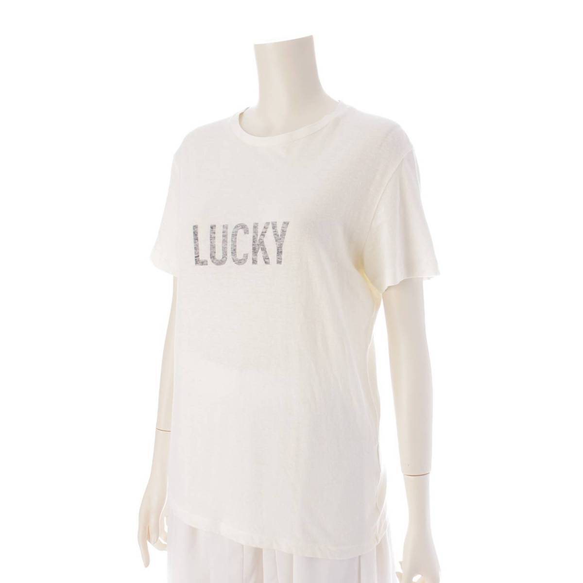 DIOR 19年 LUCKY プリント 半袖 コットン Tシャツ カットソー 923T03LU428 ホワイト S (202332