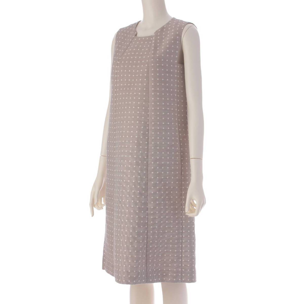 Foxey 2023 CYPRESS DRESS ドット ノースリーブ ワンピース ドレス 43448 グレージュ 38 (194076