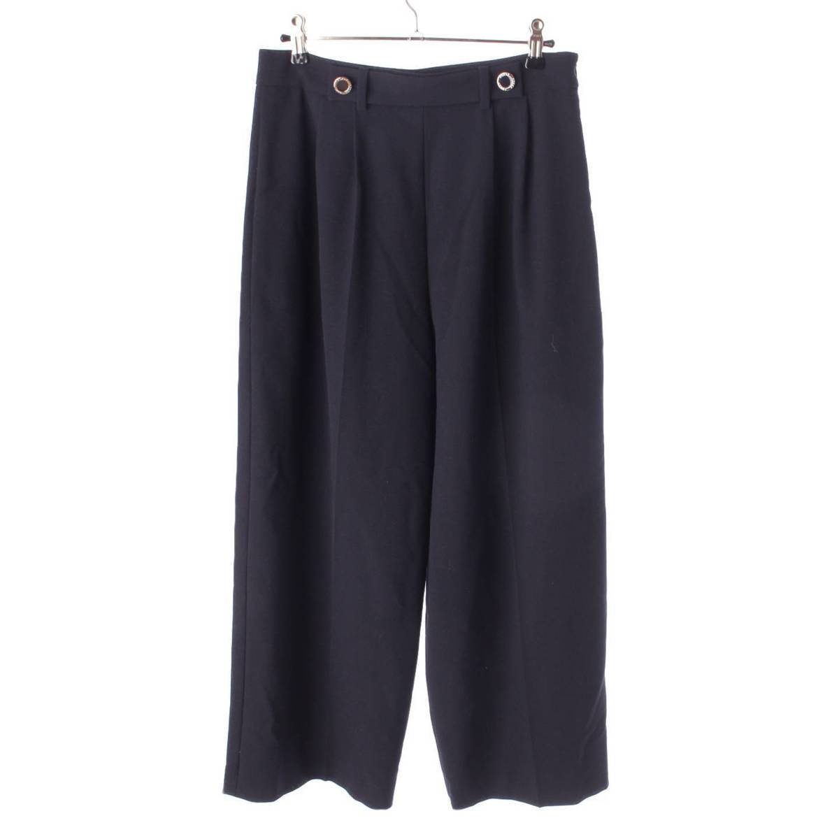 Foxey 22年 デルフィーヌ ワイドパンツ スラックス ボトムス 42659 ネイビー 40 (206287