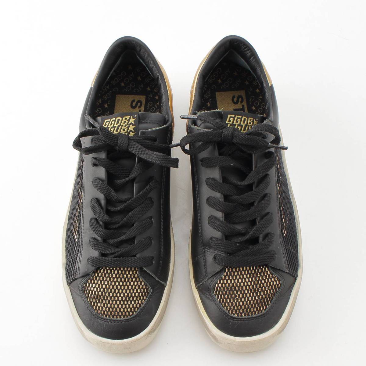 GOLDEN GOOSE STARDAN レザー メッシュ ローカット スニーカー シューズ 靴 ブラック 37 (211051