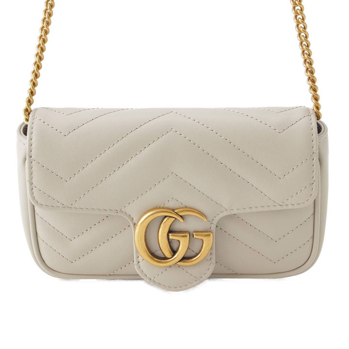 Gucci GGマーモント キルティングレザー ミニチェーンショルダーバッグ 476433 グレージュ (211763