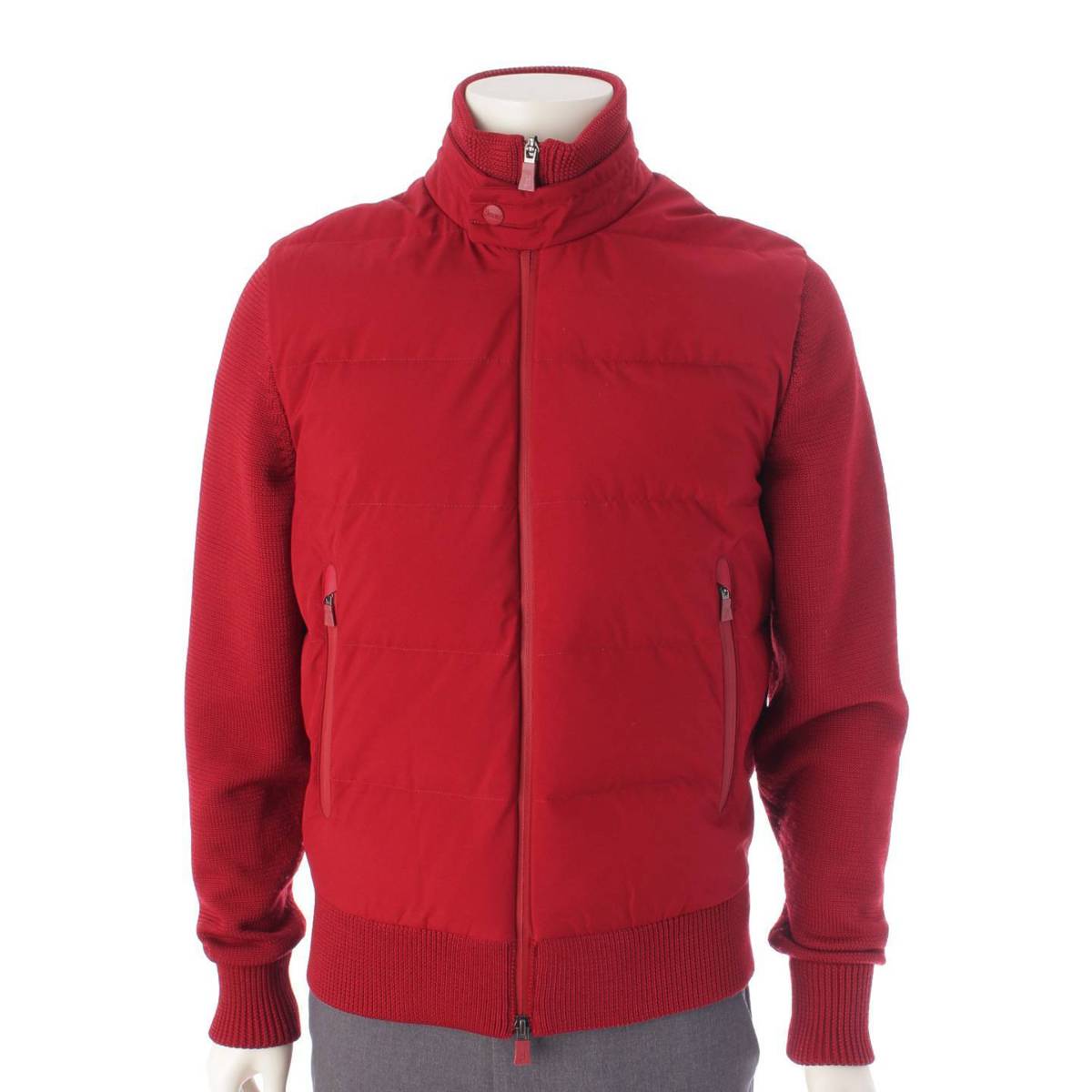 Herno メンズ ウール ニット切替 ダウンジャケット ブルゾン MP003UL レッド 46 (204854