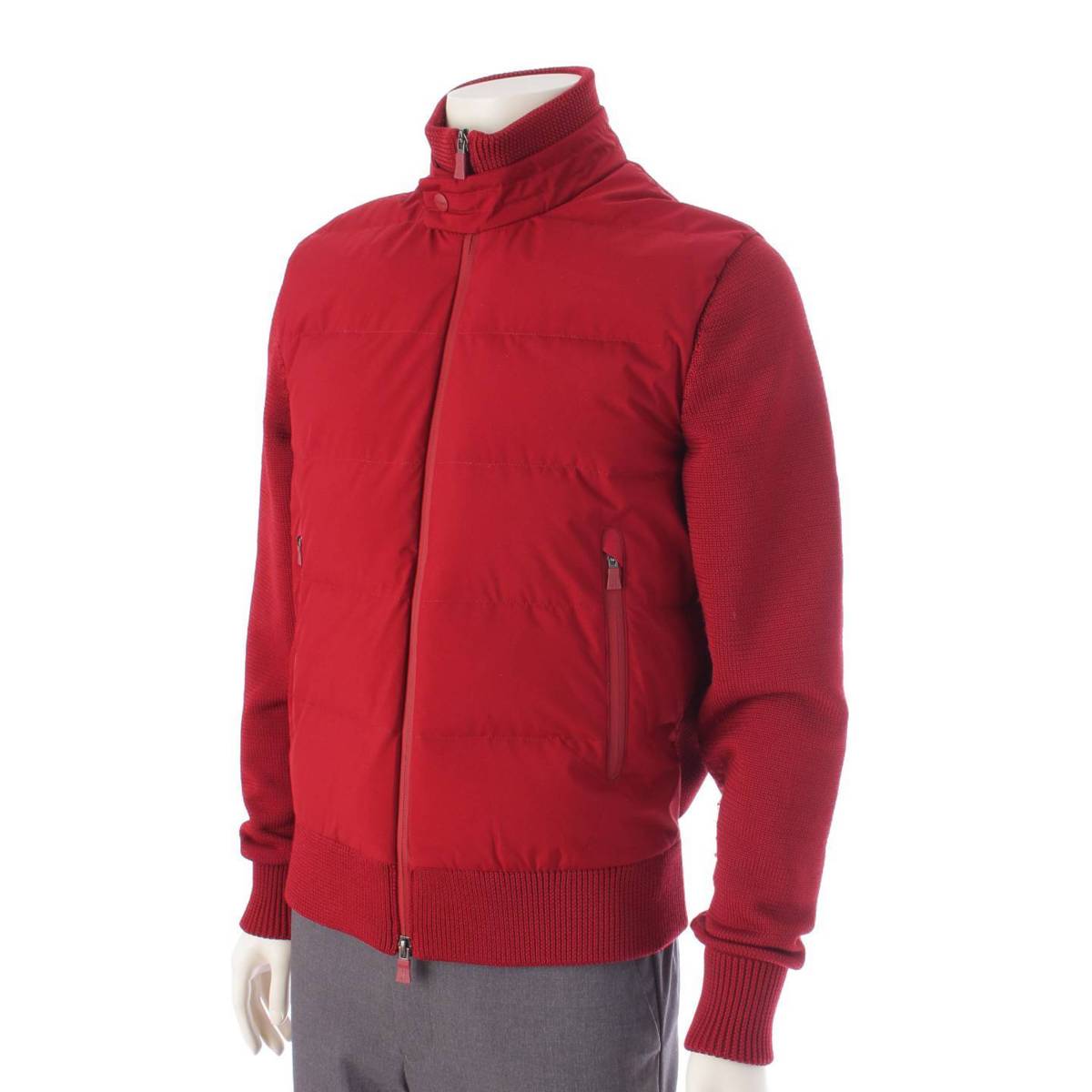 Herno メンズ ウール ニット切替 ダウンジャケット ブルゾン MP003UL レッド 46 (204854