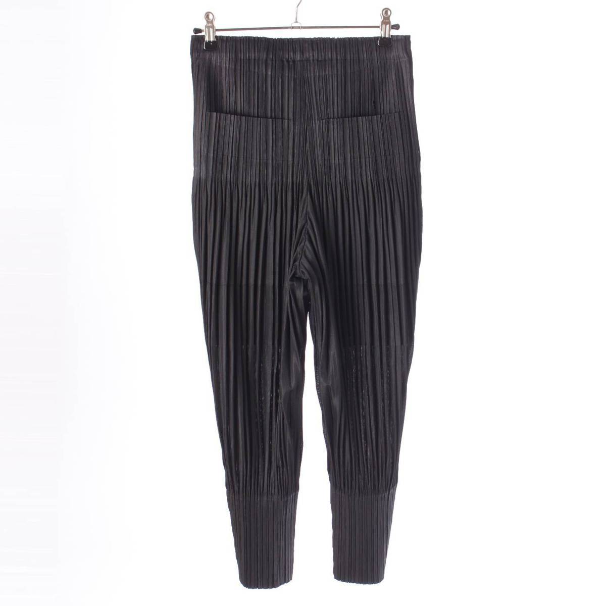 Issey miyake プリーツプリーズ 23SS THICKER BOTTOMS テーパードパンツ PP33JF383 ブラック 3 (208815