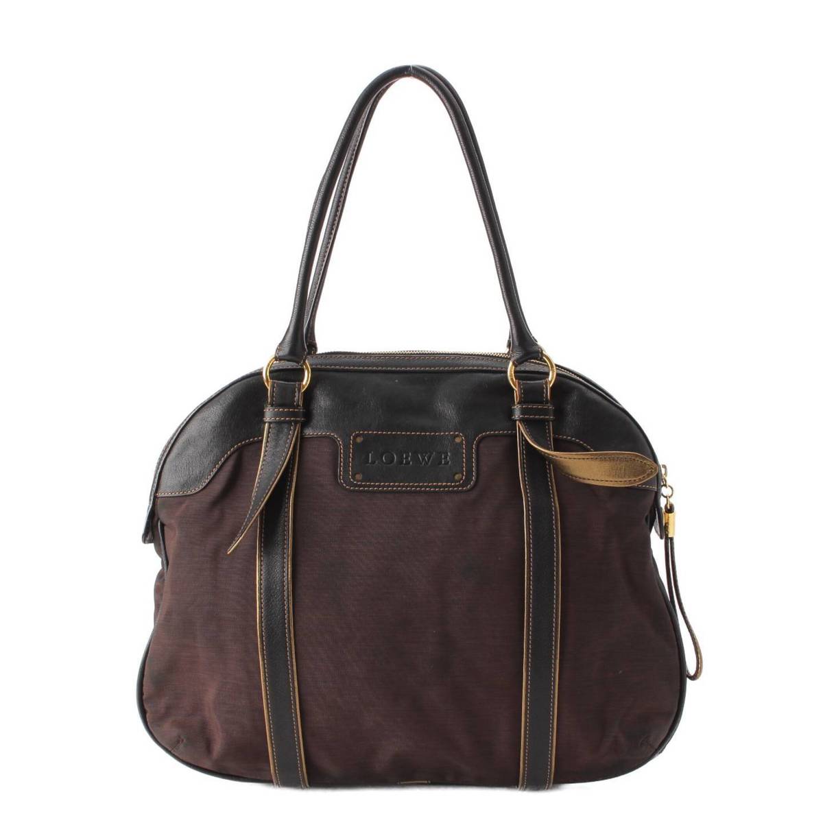 Loewe アナグラム ロゴ ナイロン×レザー ハンドバッグ ブラウン (206770