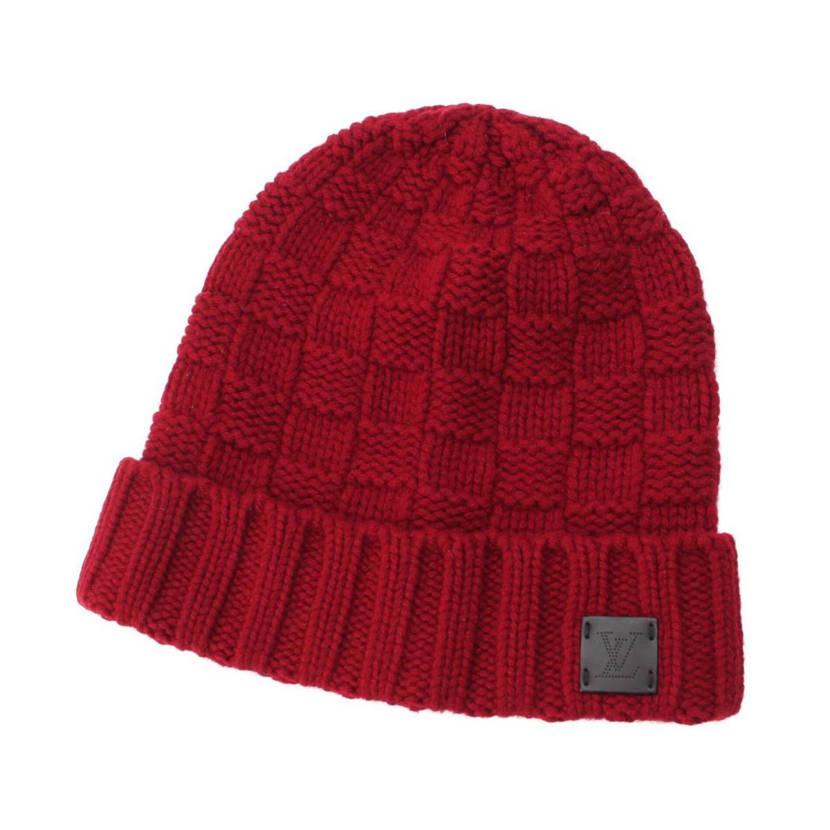 Louis Vuitton ダミエ ボネ・ヘルシンキ カシミヤ ニットキャップ ニット帽 レッド (208089