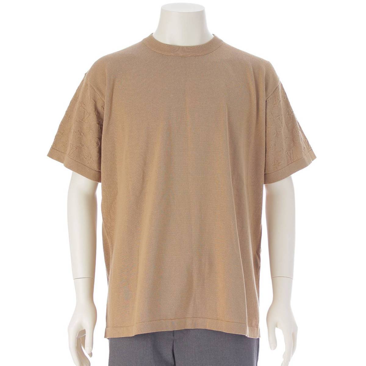 Louis Vuitton 24SS メンズ モノグラム クルーネック 半袖 Tシャツ カットソー 1AFQA7 ベージュ L (212175