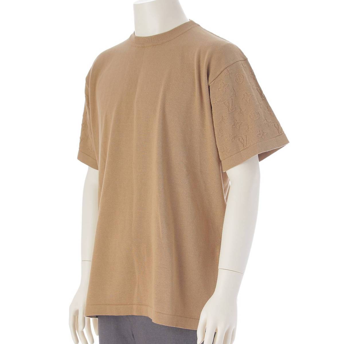 Louis Vuitton 24SS メンズ モノグラム クルーネック 半袖 Tシャツ カットソー 1AFQA7 ベージュ L (212175