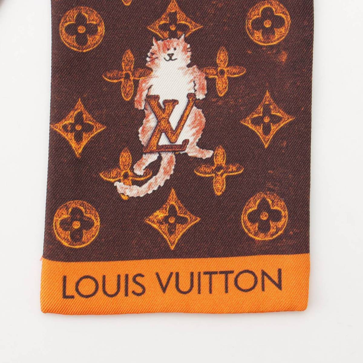 Louis Vuitton モノグラム バンドー キャットグラム シルク スカーフ MP2268 ブラウン (208551