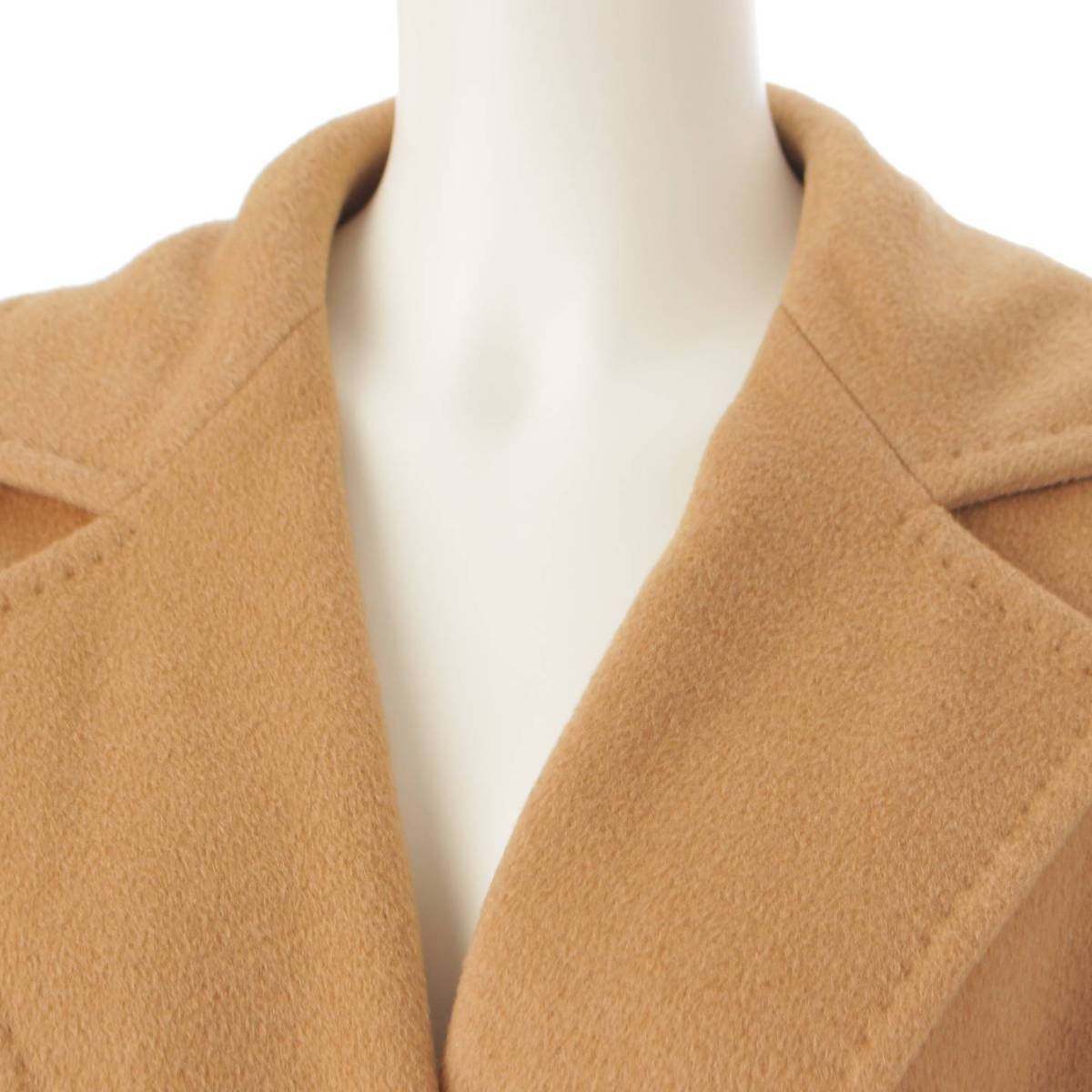 Max mara ベルト付 キャメル100% ロングコート 白タグ RN 73136 ブラウン 38 (191833