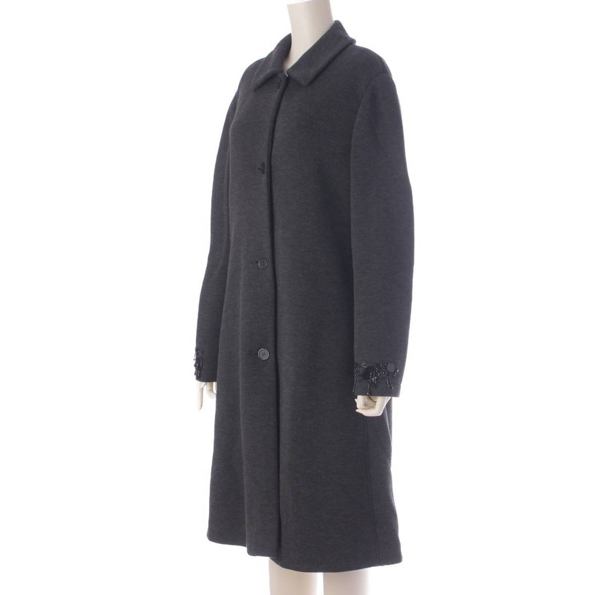 Max mara S MAX MARA レーヨン ビジュー ロング コート ジャケット アウター 991602836750 グレー M (204525