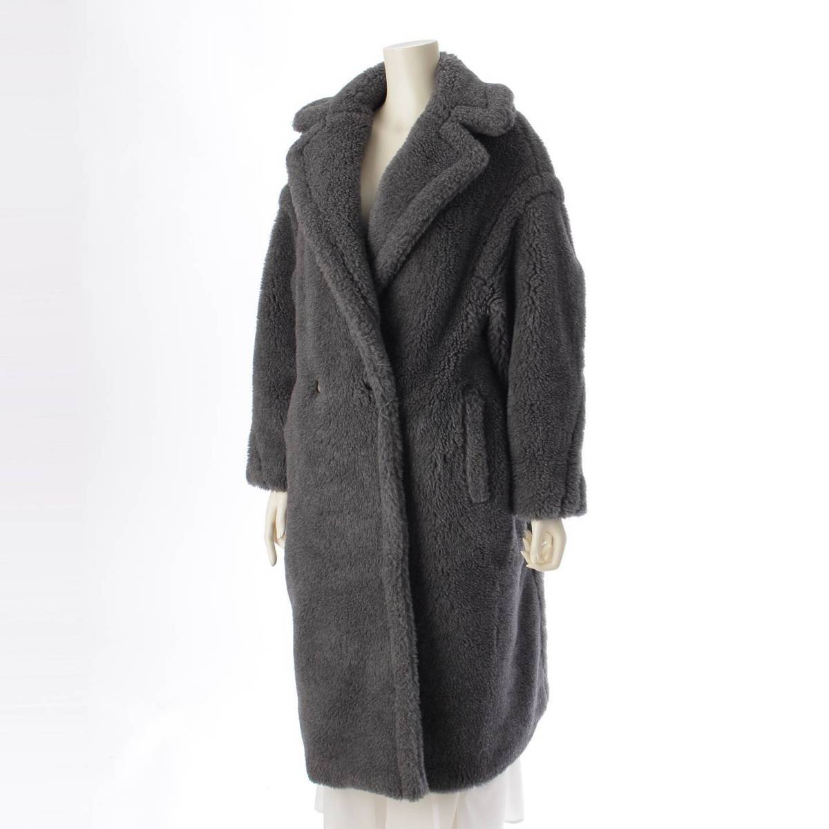 Max mara TEDDY1 テディベア アルパカ ウール ロング コート アウター 10161523 グレー XS (208931