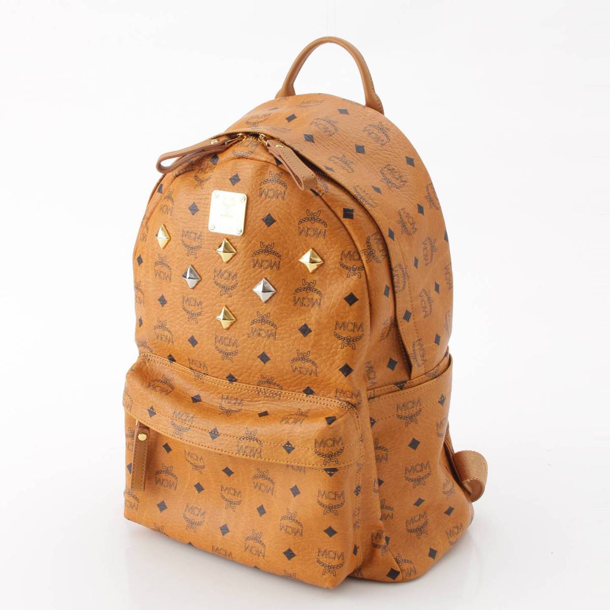 MCM ヴィセトス スタッズ レザー バックパック リュック MMK 2AVE01 CO001 キャメル (205630