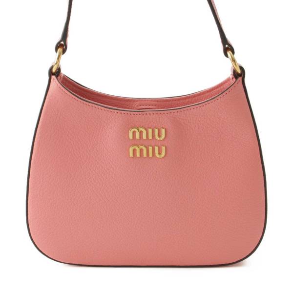 Miu Miu マドラス ロゴ レザー ワンショルダーバッグ 5BC105 ローズピンク (197799