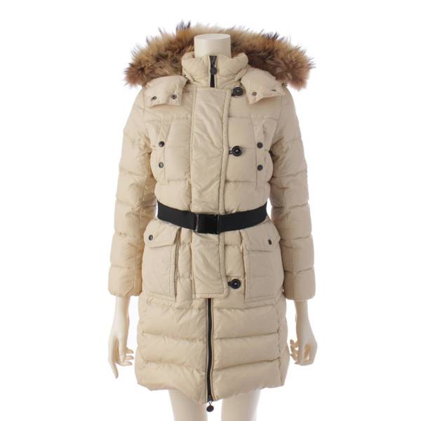 Moncler 12年 キッズ GENEVRIER Type ファーフード ベルト ダウンコート アイボリー 140cm (197737