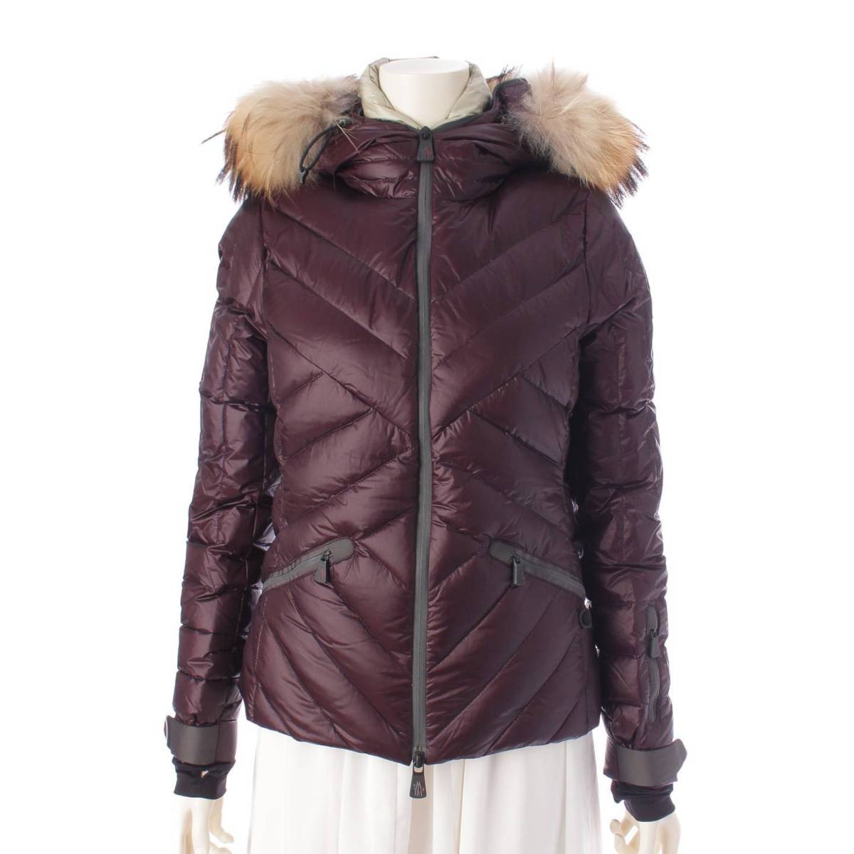 Moncler グルノーブル MAKALU ファー フード ダウンジャケット アウター 53071 パープル 0 (203536