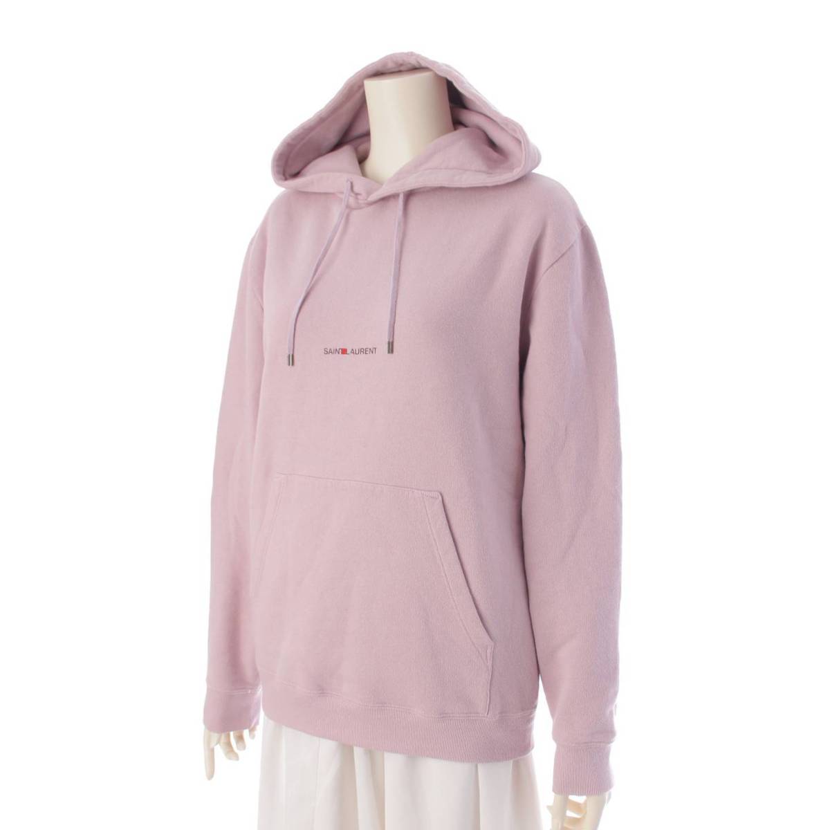 SAINT LAURENT 21年 ロゴ コットン フーディ パーカー 666164 ライトパープル XS (204000