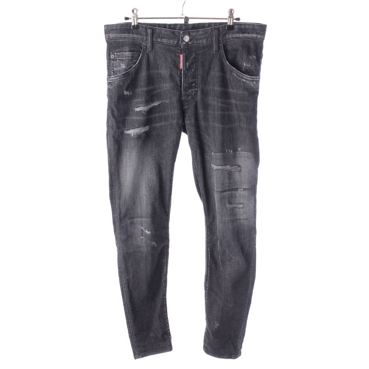 Dsquared2 メンズ BLACK DENIM ダメージ加工 ジーンズ デニム S71LB0979 ブラック 48 (206981