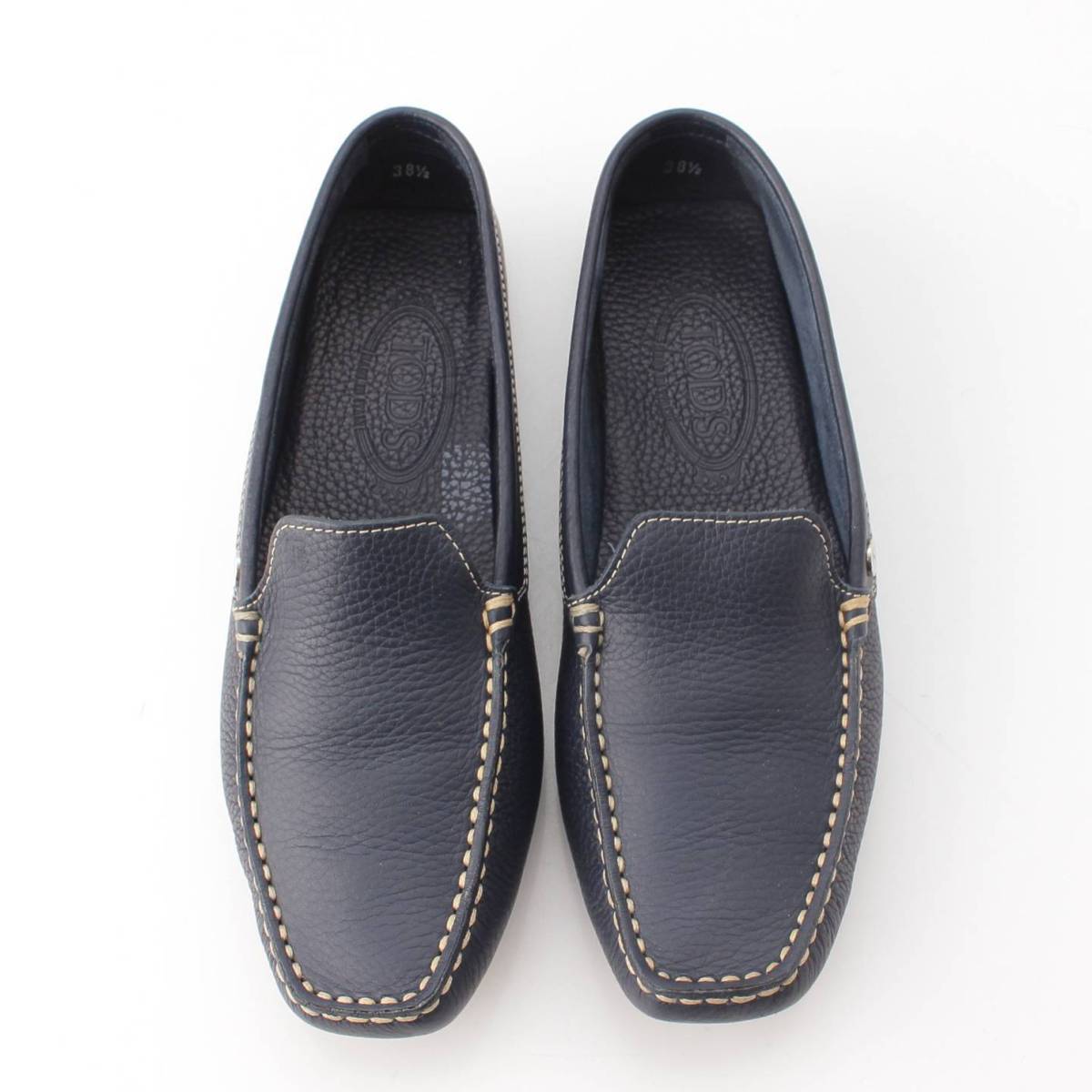 Tods レザー スリッポン ドライビングシューズ ローファー ネイビー 38 1/2 (204731