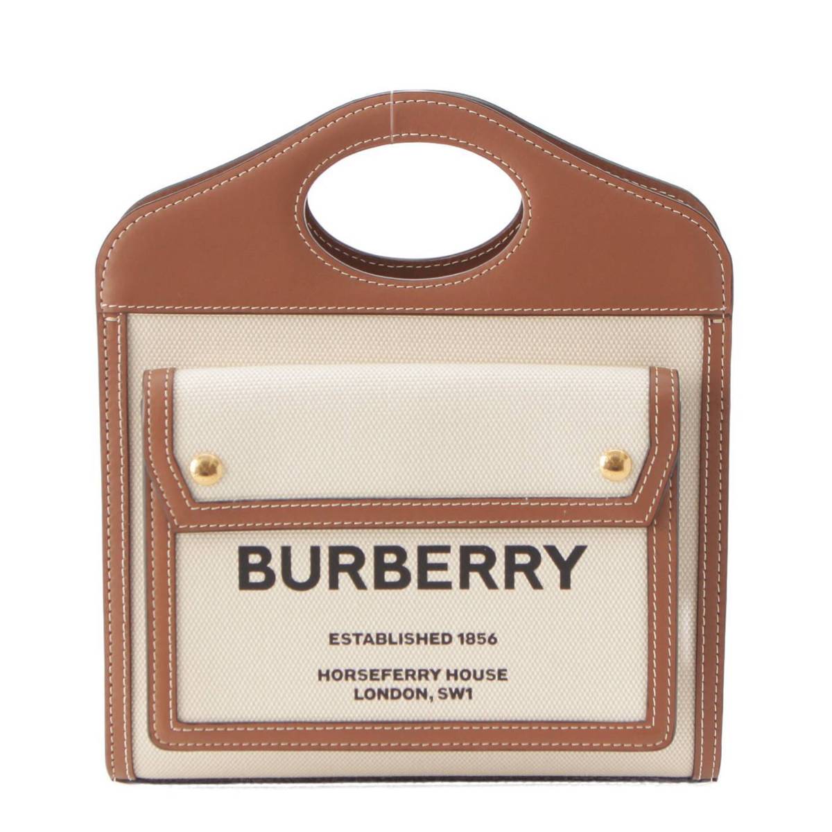 Burberry ツートン キャンバス ミニ ポケットバッグ 2wayハンドバッグ 8039361 ブラウン (209492