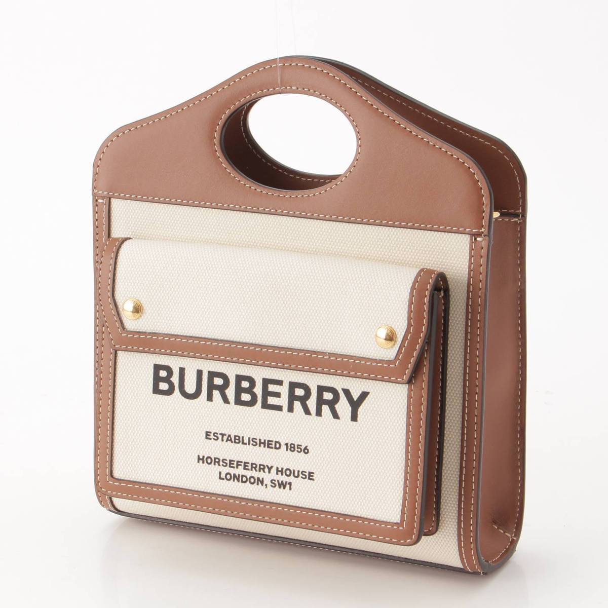 Burberry ツートン キャンバス ミニ ポケットバッグ 2wayハンドバッグ 8039361 ブラウン (209492